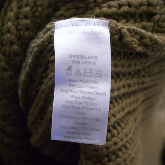 SHIPS FREE! Everlane Olive Green Texture Cotton Crew Sweater, Size Large L - Picture 4 of 8